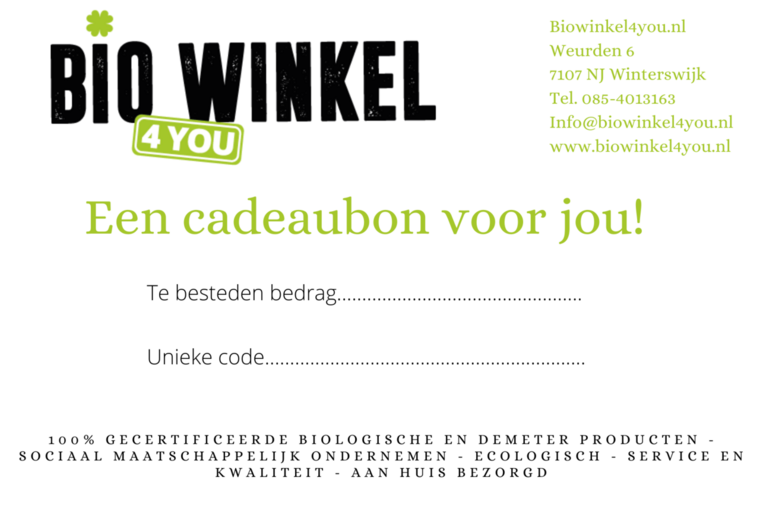 Cadeaubon Biowinkel4you.nl &euro;20,-